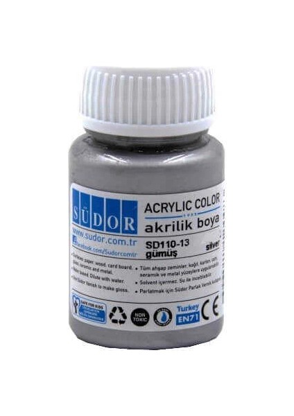 Akrilik Boya 40 ml Metalik Gümüş fiyatları