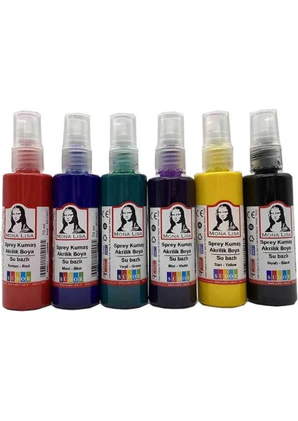 Sprey Kumaş Akrilik Boya 6 Renk 70 ml fiyatları