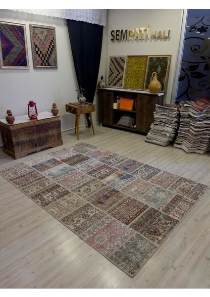 El Dokuma Eskitme Özel Patchwork Halı 162 x 230 cm 4009