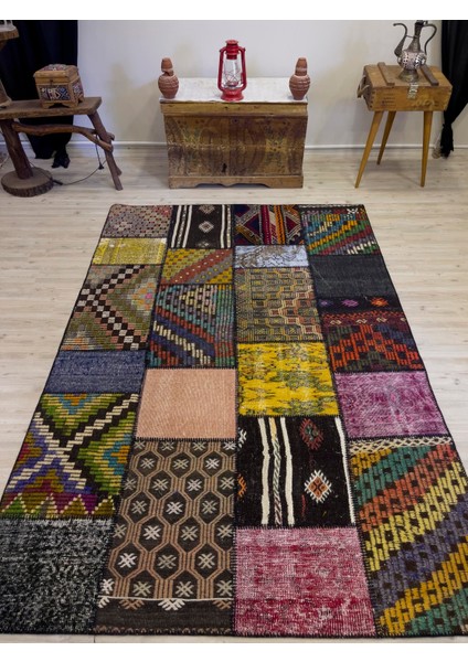 Modern Eşsiz Özel Patchwork Halı 162 x 240 cm 4011