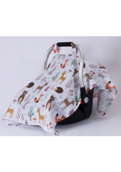 Puset Örtüsü Pamuklu Müslin Kumaş Neşeli Hayvanlar Figürlü fiyatları