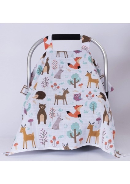 Puset Örtüsü Pamuklu Müslin Kumaş Neşeli Hayvanlar Figürlü modelleri