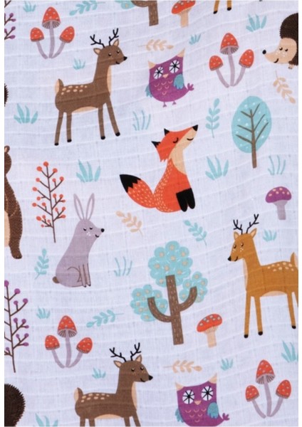 Puset Örtüsü Pamuklu Müslin Kumaş Neşeli Hayvanlar Figürlü fırsatları