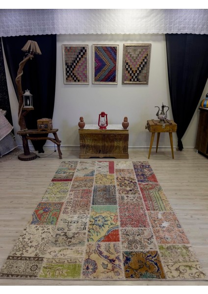 El Dokuma Eskitme Özel Patchwork Halı 153 x 231 cm 4030 fiyatları