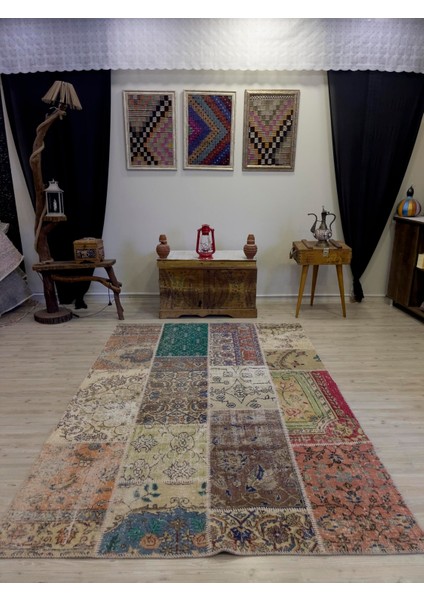 El Yapımı Patchwork Elegan Tasarım Halı 162 x 237 cm 4040