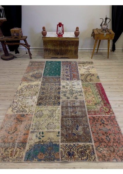 El Yapımı Patchwork Elegan Tasarım Halı 162 x 237 cm 4040