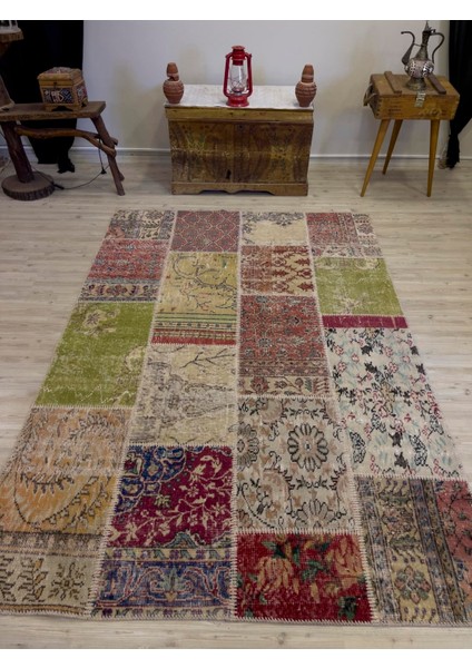 Eşsiz Klasik Gereçk Özel Patchwork Halı 160 x 233 cm 4041