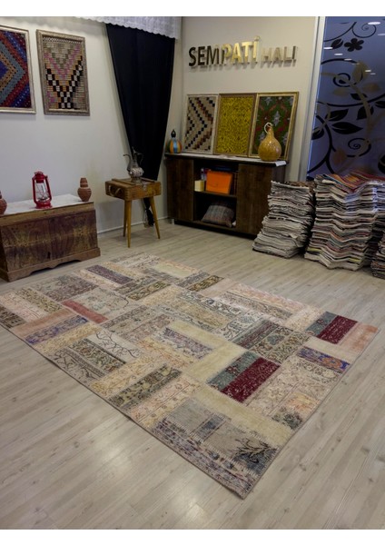 El Dokuma Eskitme Özel Patchwork Halı 162 x 237 cm 4045
