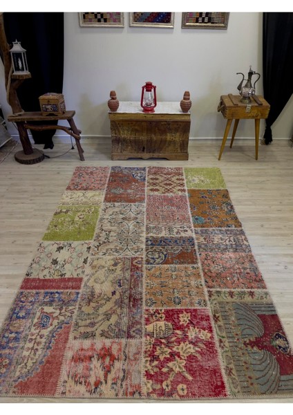 El Dokuma Eskitme Özel Patchwork Halı 163 x 235 cm 4057