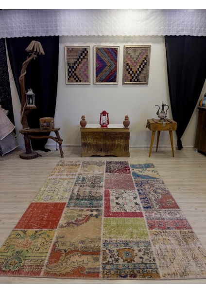 El Yapımı Patchwork Elegan Tasarım Halı 161 x 230 cm 4068