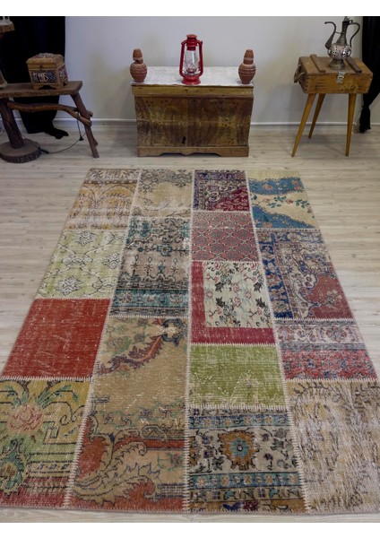 El Yapımı Patchwork Elegan Tasarım Halı 161 x 230 cm 4068