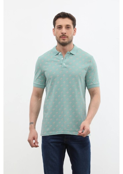 Erkek Polo Yaka Ağaç Desenli %100 Pamuk Tişört modelleri