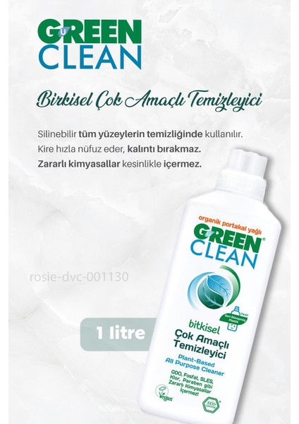 Green Clean Bitkisel Likit Sabun 2750 Ml, Çok Amaçlı Temizleyici  1 Lt ve Rosıe