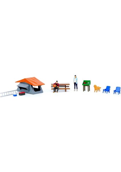 1:64 Toyota Land Cruıser FJ60 Car Camping Diorama With Figures modelleri