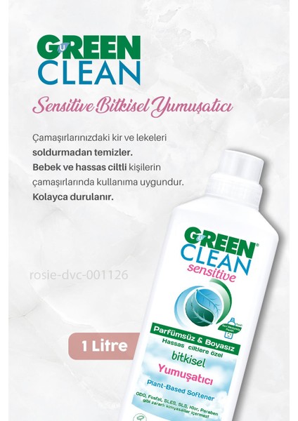 Green Clean Bitkisel Likit Sabun 2750 Ml, Sensitive Yumuşatıcı 1 Lt ve Rosıe