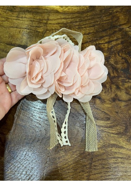 16X9 cm Jüp Püsküllü Pudra Pembe Broş Yaka Iğnesi