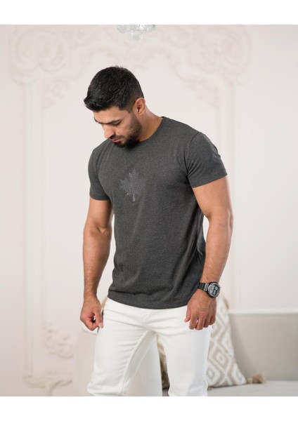 Bisiklet Yaka Önü Baskılı Pamuklu Basic Regular Fit T-Shirt fiyatları