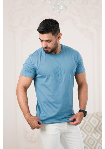 Paul Martin Bisiklet Yaka Önü Baskılı Pamuklu Basic Regular Fit T-Shirt