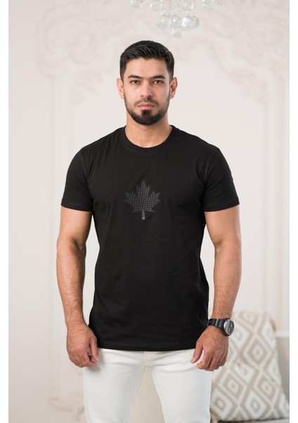 Bisiklet Yaka Önü Baskılı Pamuklu Basic Regular Fit T-Shirt modelleri