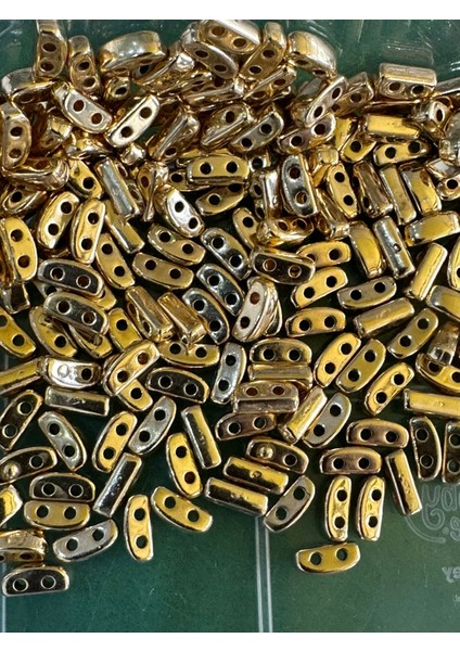 0.50 cm 50 Adet Altın Sarısı Çift Delikli Takı Boncuğu Takı Yapım Aksesuarı