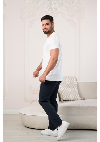 Bisiklet Yaka Önü Baskılı Pamuklu Basic Regular Fit T-Shirt