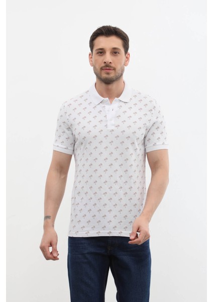Erkek Polo Yaka Ağaç Desenli %100 Pamuk Tişört modelleri