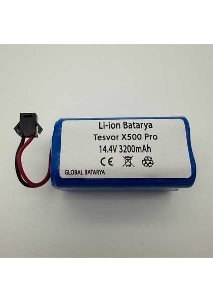 Global Batarya Tesvor X500 Pro Akıllı Robot Süpürge Bataryası 14.4V 3200MAH Pil