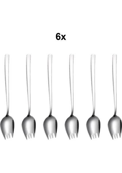 304 Çelik 6 Adet Silver Çatallı Kaşık Sofra Salata Tatlı Meyve Çatalı CIN751BY-6