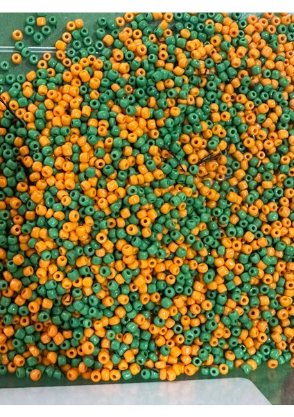 1.kalite Turuncu Yeşil Renkli Kum Boncuk 50 gr fiyatları