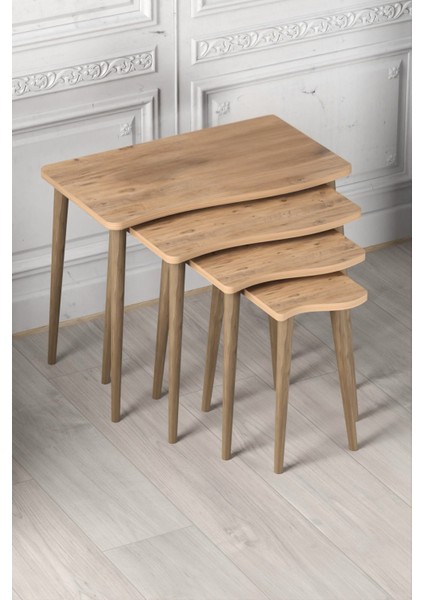 4'lü Ağaç Ayaklı Zigon Sehpa