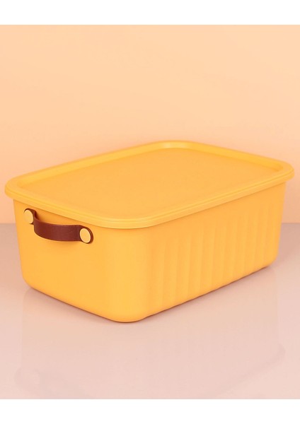 3 Adet 10 Litre Saklama Kabı, Çok Amaçlı Düzenleyici Kapaklı Kutu, Dekoratif Saklama Kutusu, 35 X 25 X 15 Cm