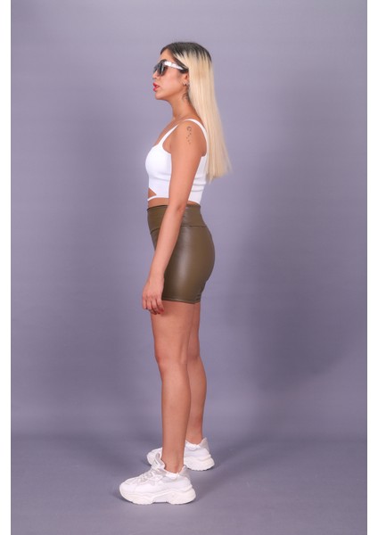 Deri Spor Şort Yüksel Bel fırsatları