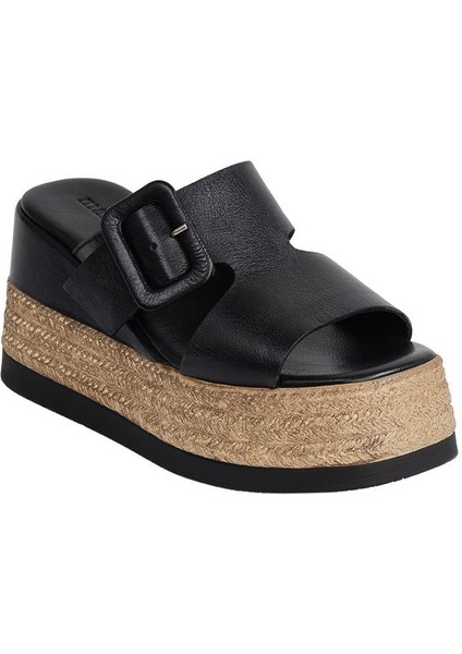 D24YT-2305 Dolgu Taban Kadın Deri Terlik modelleri