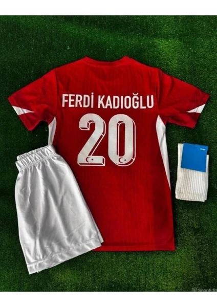 Türkiye Euro 2024 Ferdi Kadıoğlu Iç Saha 3'lü Set Çocuk Forması (Red)