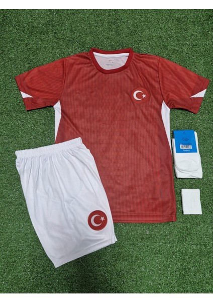 Türkiye Euro 2024 Ferdi Kadıoğlu Iç Saha 3'lü Set Çocuk Forması (Red)