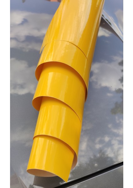 Sarı Renk Dayanıklı Araç Motor Mobilya Kaplama Folyosu (126CM x 20 Cm)