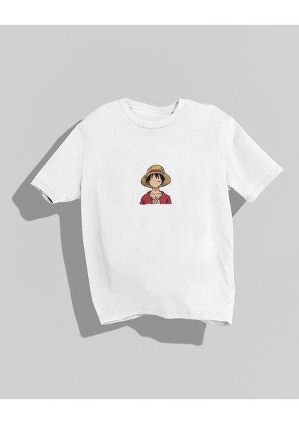 One Piece Korsan Luffy Baskılı Yüksek Kalite Kompakt Oversize T-Shirt