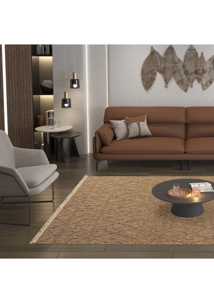 Hasır 620 Kahverengi Halı İnce Halı Kilim Mutfak Halısı Kesme Halı Yolluk Yazlık Halı Balkon Halısı