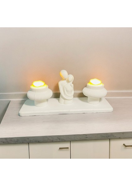 Sevgili Çift Obje 2li Tealight Mumluk , Mumlar Dahil Konsept
