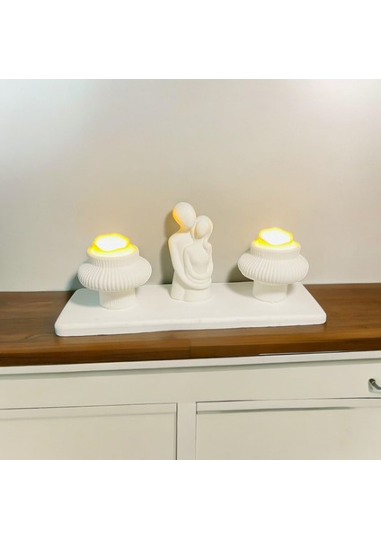 Sevgili Çift Obje 2li Tealight Mumluk , Mumlar Dahil Konsept