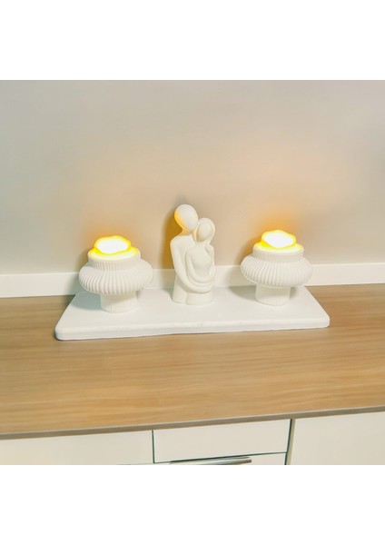 Sevgili Çift Obje 2li Tealight Mumluk , Mumlar Dahil Konsept
