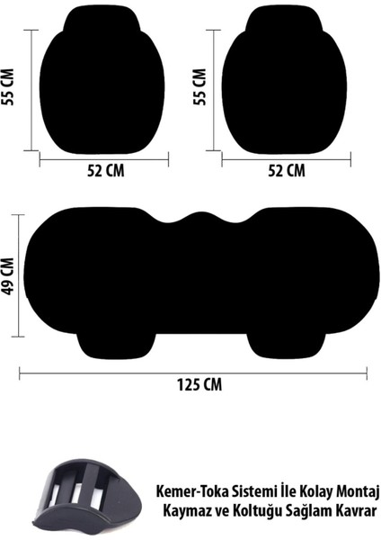 Deri Bej Oto Koltuk Minderi 3'lü Oturak- Su Geçirmez
