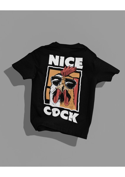 Nıce Cock Sırt Baskılı Yüksek Kalite Kompakt Unisex Oversize T-Shirt