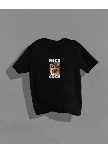 Nıce Cock Sırt Baskılı Yüksek Kalite Kompakt Unisex Oversize T-Shirt