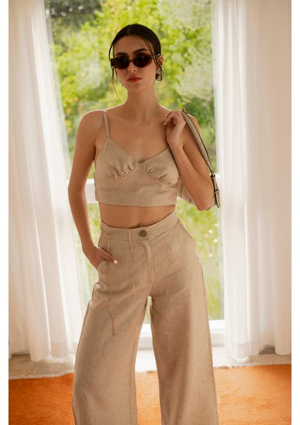 Taylor Top - Keten Crop Büstiyer