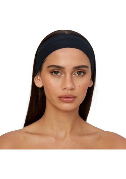 2'li Pamuklu Esnek Yoga Bandana Koşu Bandı Saç Bantları Gym Pilates Saç Bandı - Makyaj Yüz Yıkama Saç Aksesuarları - Sporcu Saç Bandı Seti Siyah & Beyaz