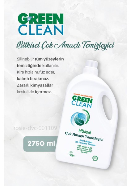 Green Clean Çok Amaçlı Temizleyici 2750 Ml, Çamaşır Deterjanı 1lt ve Rosıe