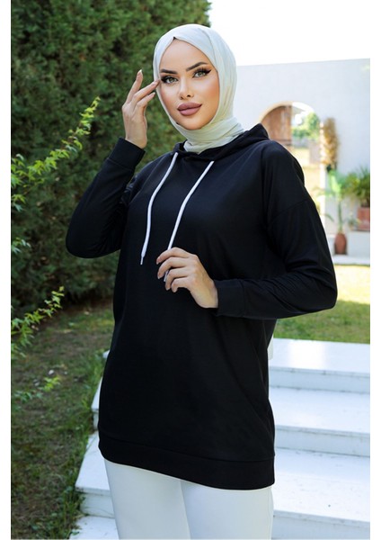 Bafs Leather Kapşonlu Tunik Siyah - 10035.1778.