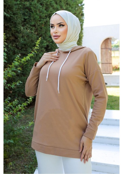 Bafs Leather Kapşonlu Tunik Sütlükahve - 10035.1778.