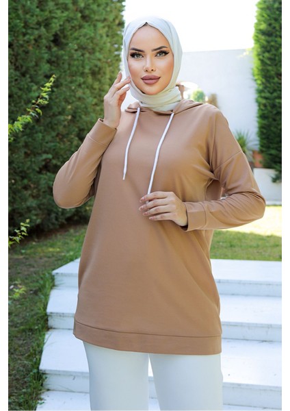 Bafs Leather Kapşonlu Tunik Sütlükahve - 10035.1778.